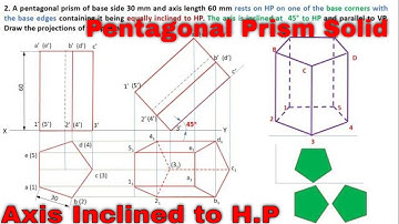 PROJECTION OF SOLID PENTAGONAL PRISM |Axis Inclined To HP |PROBLEM 2 @rajagopalthangavelsforum