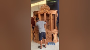 Tủ rượu tân cổ điển gỗ gõ