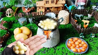 Potato Sweet Balls Recipe | Crispy Potatoes | Miniature Cooking | Miniature Enjoy | E-25 |