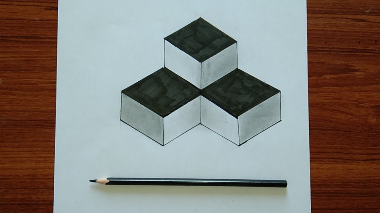 3d flotting cube 2 and 3 ,easy qube art. - YouTube