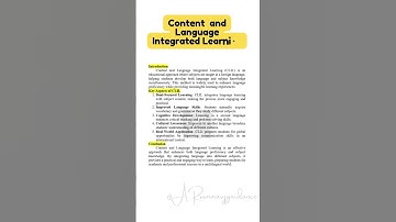 Content  and Language Integrated Learning| Instant Essay for Exam success#drrajalakshmialagumalai