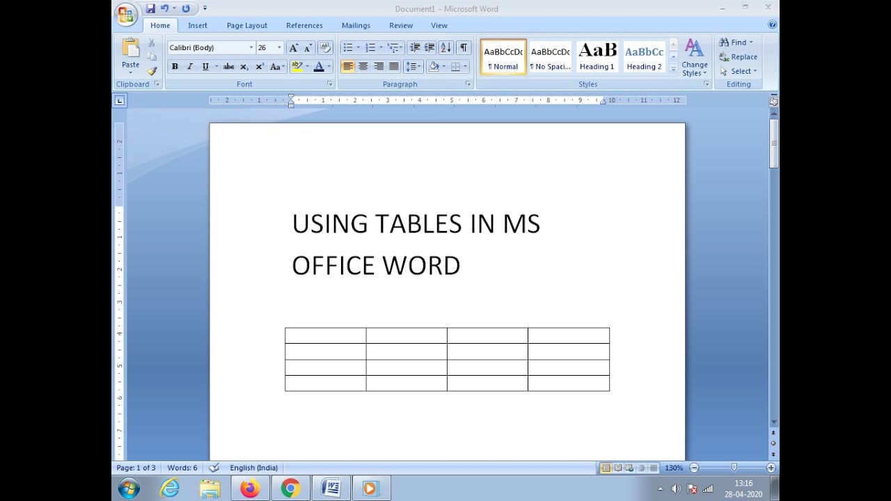 USE TABLES IN MS WORD IN SIMPLE AND EASY WAY - YouTube