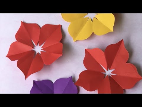 How to cut perfect 5 petal flower--DIY : พับดอกไม้ 5 กลีบ ตกแต่งห้องเรียน