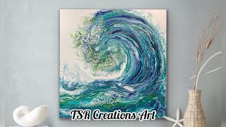 Acrylic Poured Fluid Art Ocean Wave. #fluidart #acrylicpouring #abstractart