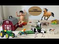 Fazendinha de brinquedo do pietro  vaca boi cavalo  caminho trator  cavalo gigante farm toy cow