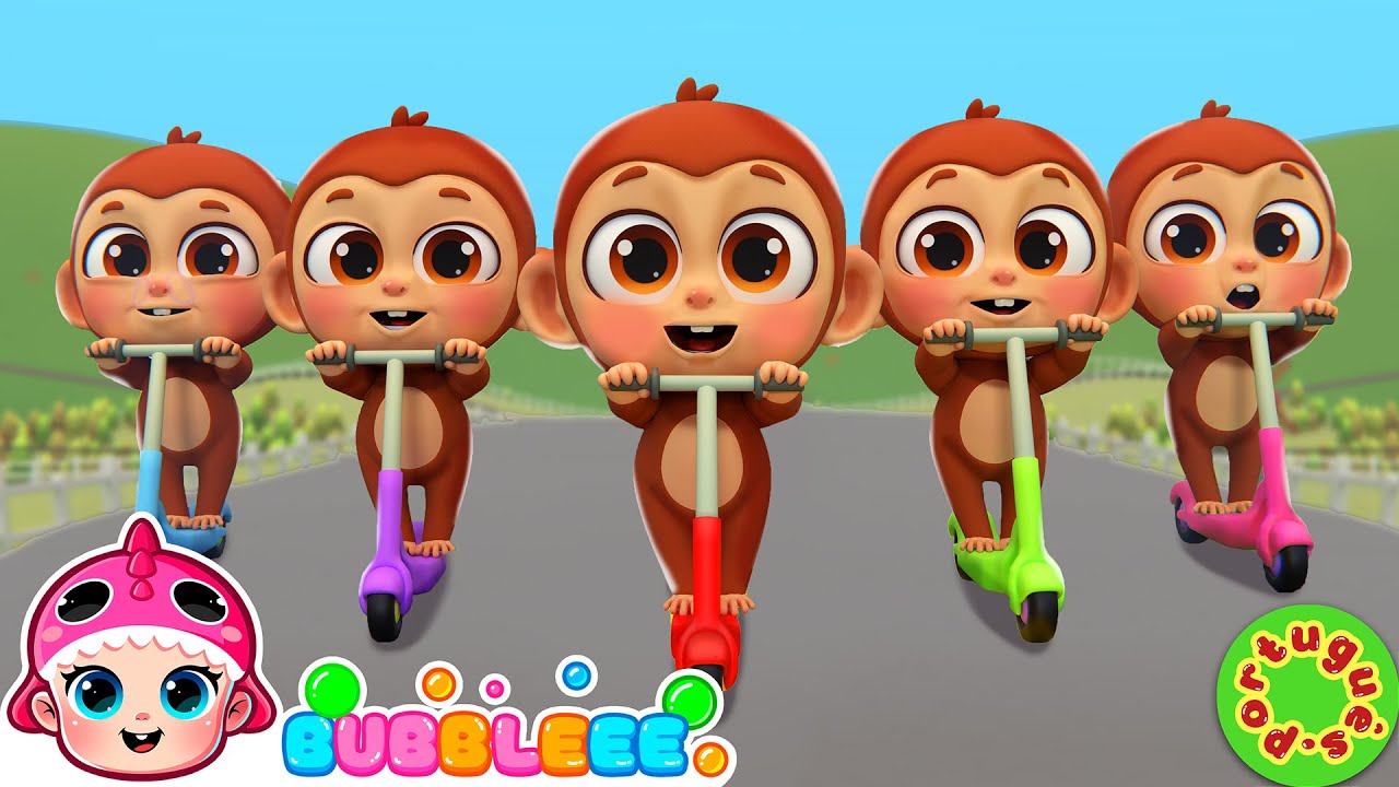 Cinco Macaquinhos Pulando na Cama 🐵+ MAIS | Chuva, chuva, vá embora | Bubbleee Canções Infantis 🎶