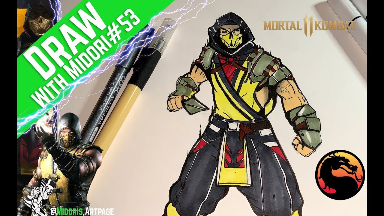 Lets Draw New Mortal Kombat 11 Scorpion With Copic Markers Mk11