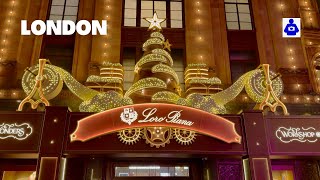 Central London Christmas Lights 2024 | Piccadilly Circus to Knightsbridge Holiday Walk 4K HDR