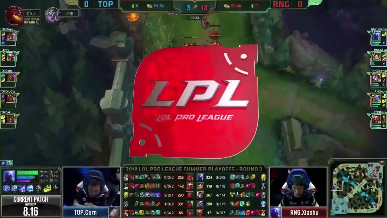 TOP vs RNG Game 1 Highlight LPL Summer Playoffs TopSports Gaming vs Royal Never Give Up 2018