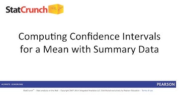 StatCrunch: Computing Confidence Intervals for a Mean with Summary Data