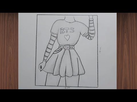 BTS Tsirt ve Mini etek Giyen kız Çizimi / Art Karakalem
