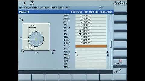 The CNC   SINUMERIK 808D Tutorial Milling Part 14 Pocket4 Circular pocket 1080p1