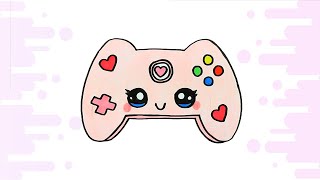 Desenho de controlador de jogo kawaii para colorir