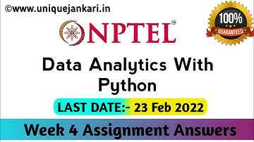 Data Analytics With Python Nptel Assignment 4 Quiz Answers 2022 || Unique Jankari