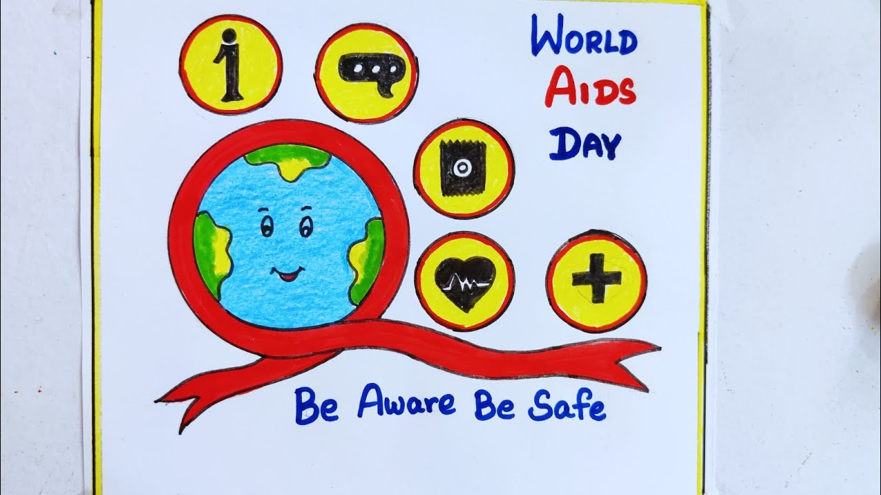 world aids day poster drawing/aids awareness day drawing/aids prevent ...
