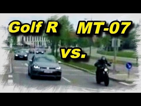 Yamaha Mt 07 Fz 07 Vs Golf R Streetrace Dragrace Onboard And Filmed From Outside Youtube