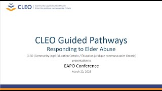 CLEO’s Guided Pathway for responding to elder abuse