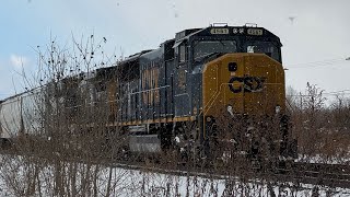 CSX 4561 SD70 Snowy Startup!