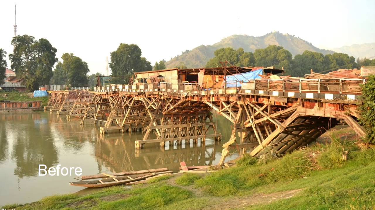 New Zero Bridge Srinagar Kashmir New wooden bridge on jhelum