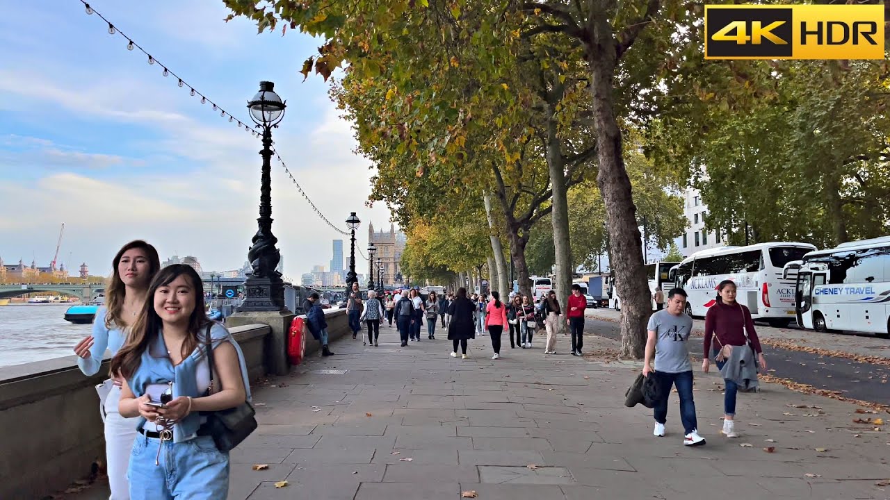 Sunny Embankment Stroll 🎡 | Westminster, Central London Walking Tour - November 2022 [4K HDR]