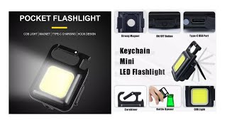 Multifunctional Mini Glare COB Keychain Light USB Charging Emergency Lamps Strong Magnetic Repair