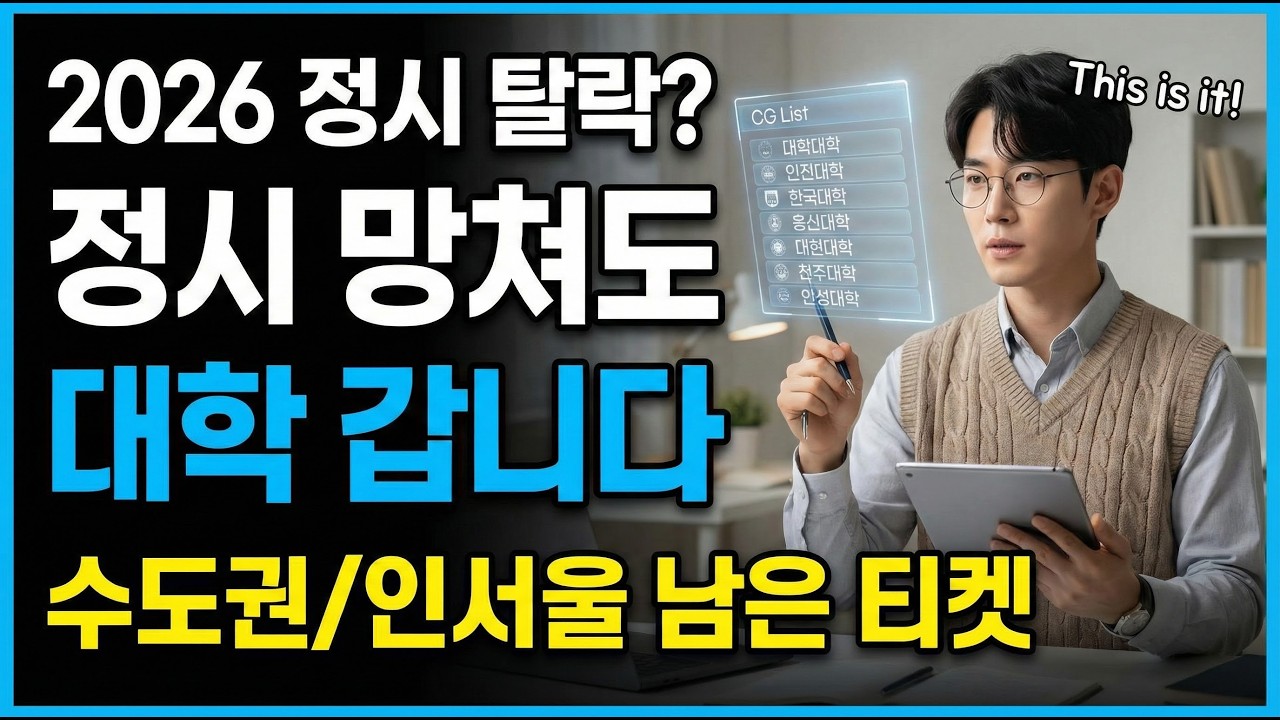 2026 정시 불합격? 끝이 아닙니다 경쟁률 50:1도 뚫는 틈새전략? 2026 대학별 추가모집, '이것'만 확인하세요
