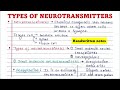 Types of neurotransmitters | Handwritten notes