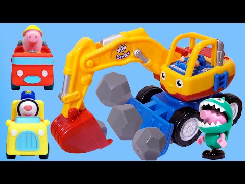 玩具拆箱：大號挖掘機和小豬佩奇汽車
