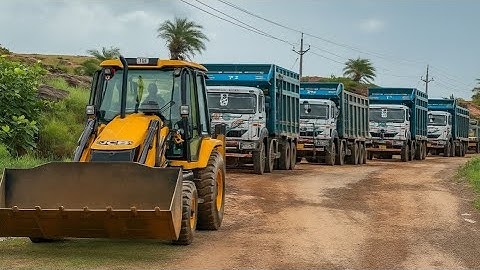 New JCB 3dx Backhoe Machine Going Mud Loading In Six TATA And Ashok Leyland Dump Trucks ||