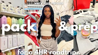*very last minute* prep \& pack with me for a 4 HOUR roadtrip to the DMV | shopping, outfits \& MORE!