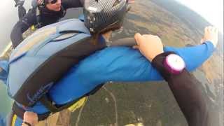Skydive AFF stage 1 - Instructor pulls chute