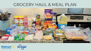 GROCERY HAUL \& MEAL PLAN | BUDGET FRIENDLY | WALMART PICKUP | KROGER | DINNER IDEAS | FAMILY OF TWO