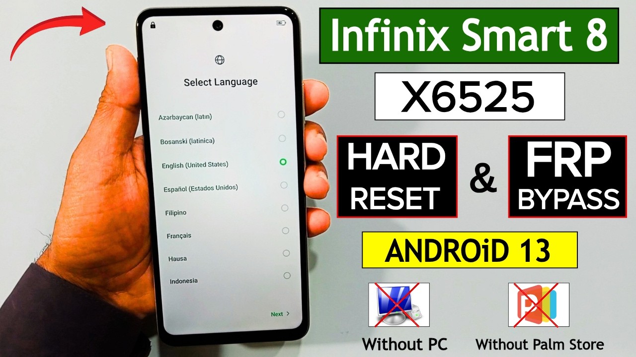 Infinix Smart 8 X6525 Hard Reset & Frp Bypass ✓ 2026 Without PC
