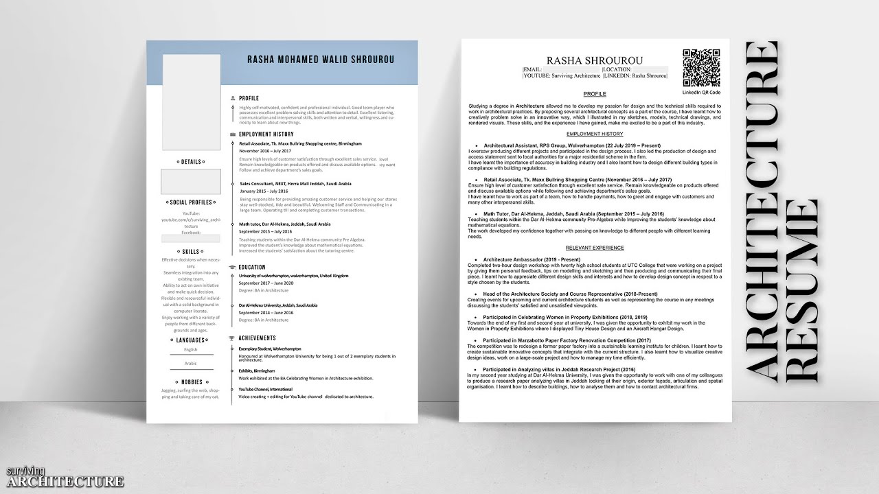 My Undergraduate Architecture Cv + Resume Mistakes