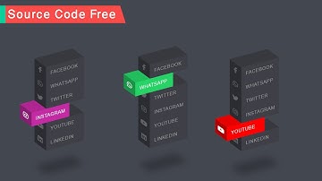 CSS 3D Isometric Social Media Menu Hover Effects | Using HTML CSS
