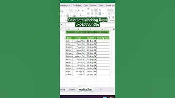 Calculate Working Days in Excel (Excluding Sundays) | #shorts #excel