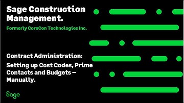 Setting Up Cost Codes, Prime Contract and Budgets Manually
