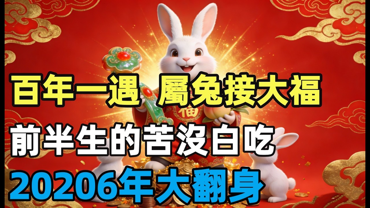 生肖兔別嘆氣了！前半生的苦沒白吃，2026年你的「子孫福」和「晚年運」將迎來百年一遇的大爆發！