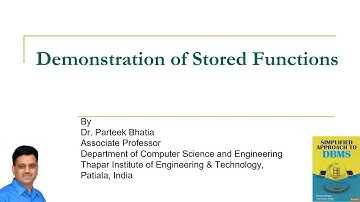 Demonstration of Stored Functions | PL/SQL | Parteek Bhatia | Simplified Approach to DBMS