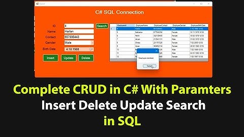 C# Form Application Insert Update Delete and Search in SQL Server - (C# CRUD with Parameters)