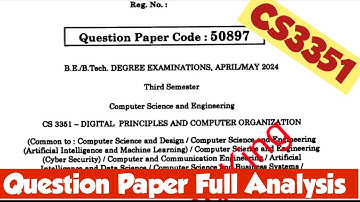 CS3351|Digital Principal and Computer Organization|Question paper with answer key 2024|