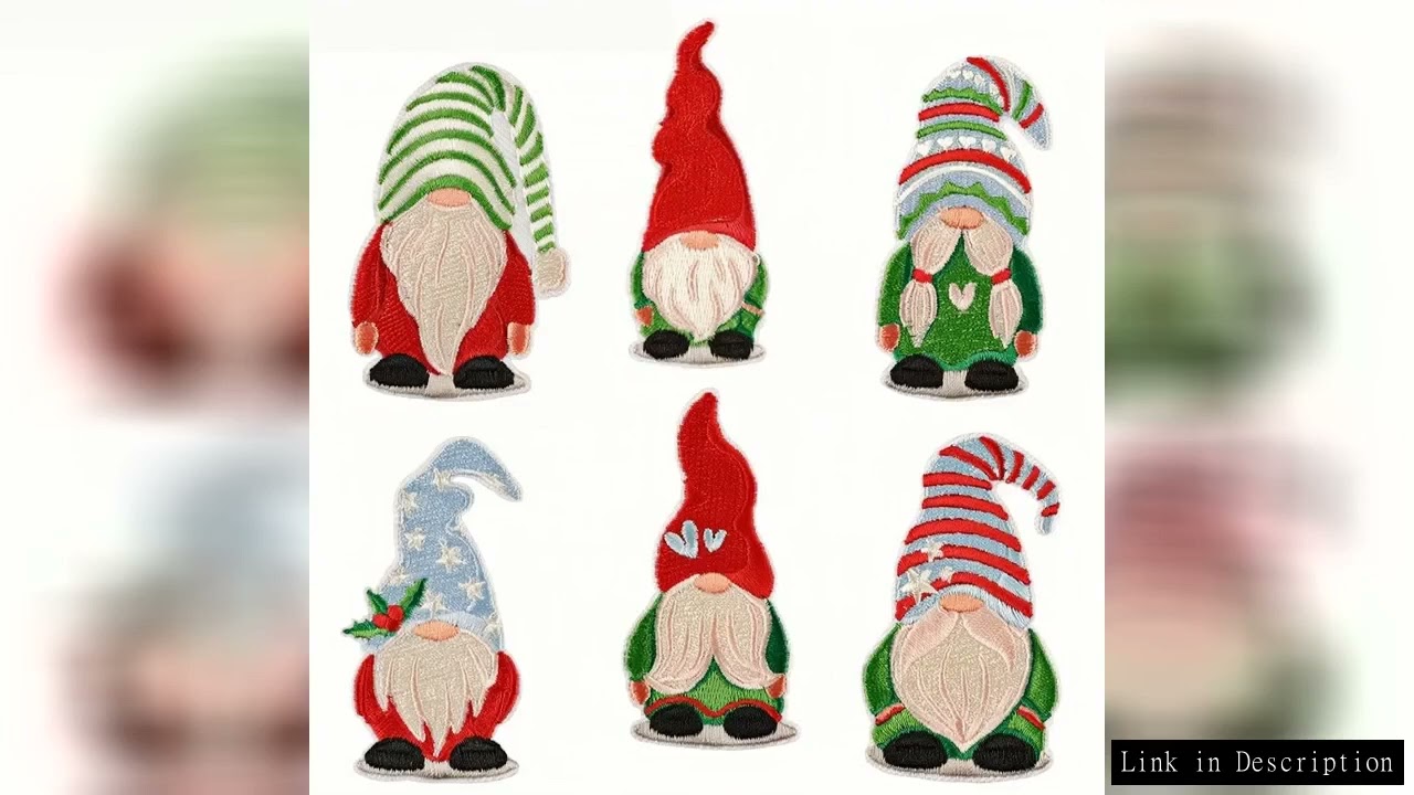 Christmas Gnome Embroidered Patches - Assorted Styles Iron On for Clothes Bags DIY Decoration