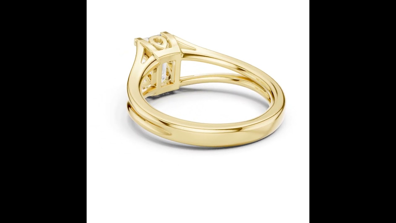 Emerald Cut Solitaire Diamond Proposal Ring With Split Shank