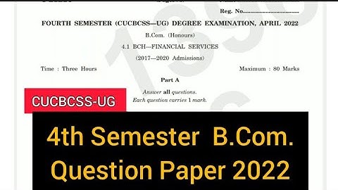 FINANCIAL SERVICES            |           4th Semester   B.Com.  Question Paper 2022  #calicut