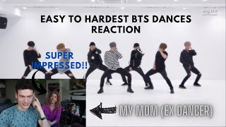 MY MOM REACTS TO EASY to HARDEST BTS DANCES!! (Level 1-10)