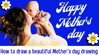 How to draw Mother's day drawing easy ? | Happy Mother's day drawing 2024 | Mother's Day Drawing screenshot 5