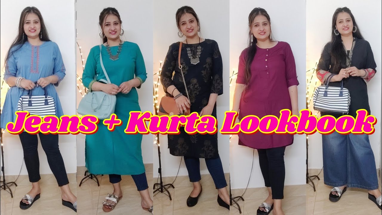 Jeans के लिए कुर्ती / top 5 long kurti for jean/ trending kurti for girls -  YouTube