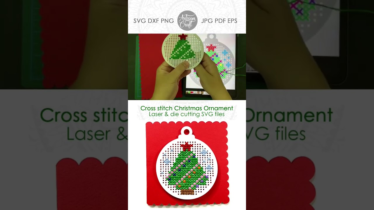 Cross stitch Christmas ornament SVG cut file