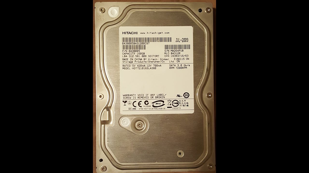 Hitachi hdt721016sla380 hard drive sounds YouTube