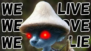 We Live We Love We Lie (Smurf Cat Meme)